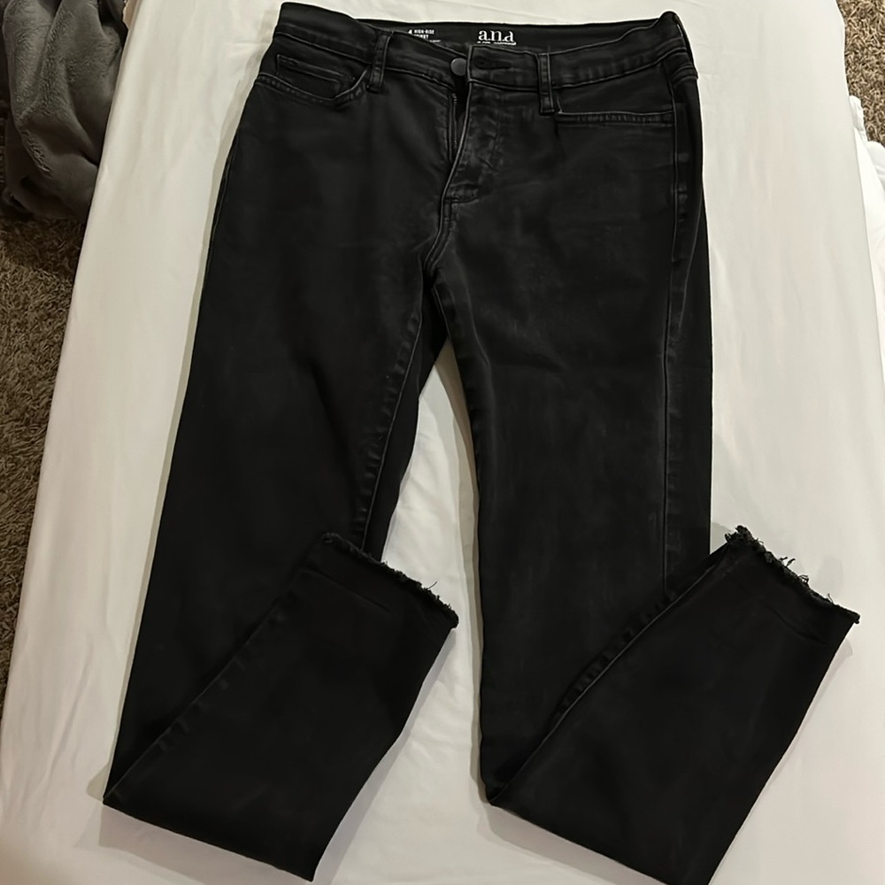 A.N.A. High Rise Black Skinny Jeans No Hem Sz 4